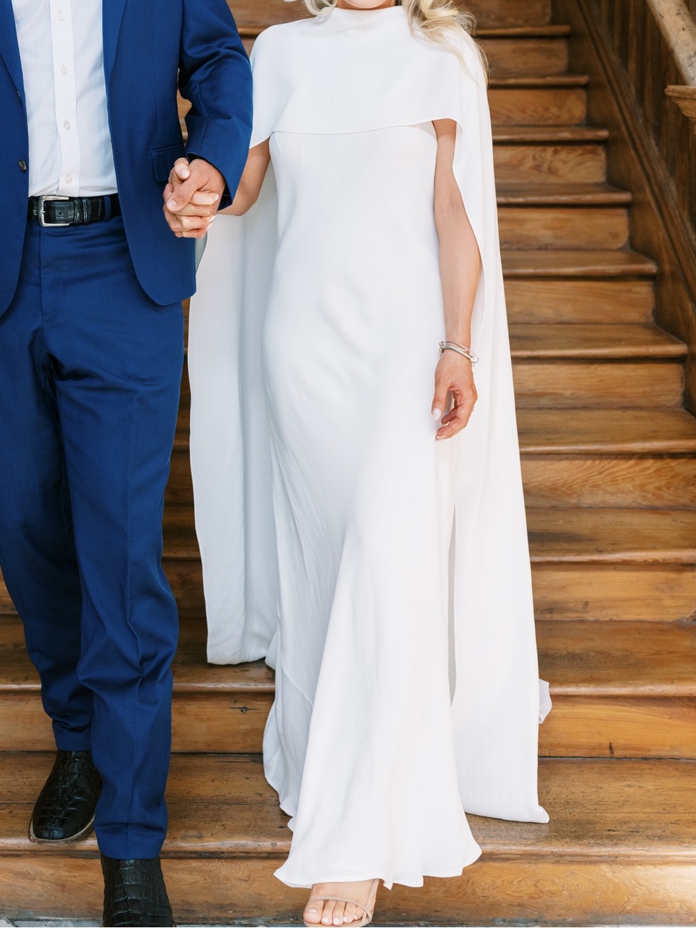 Reiss White Cape-Style Bridal Dress